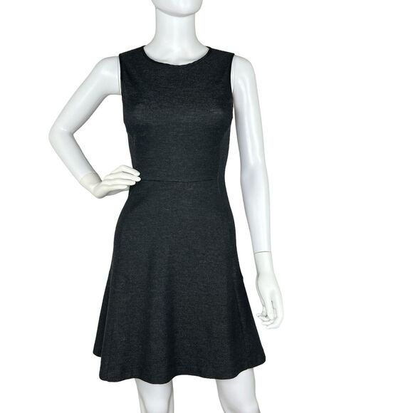 Theory Size 2 Nikay Jackson Fit Flare Sleeveless Wool Blend Dress Gray Stretch - Picture 2 of 8